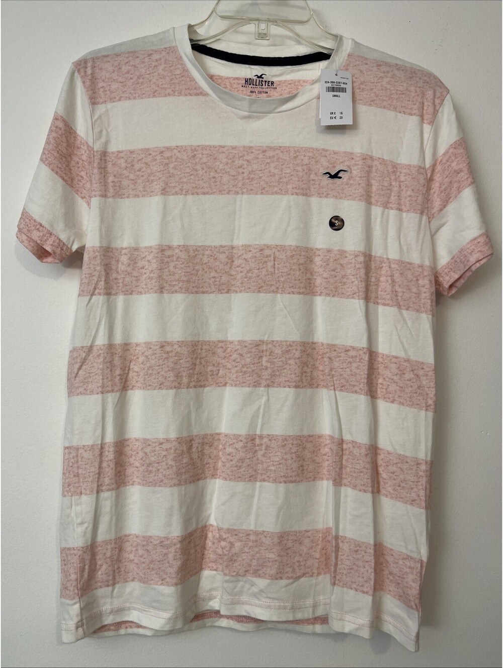 Hollister Mens Small Red & White Striped Short-Sleeved Cotton Tshirt NWT! A6985
